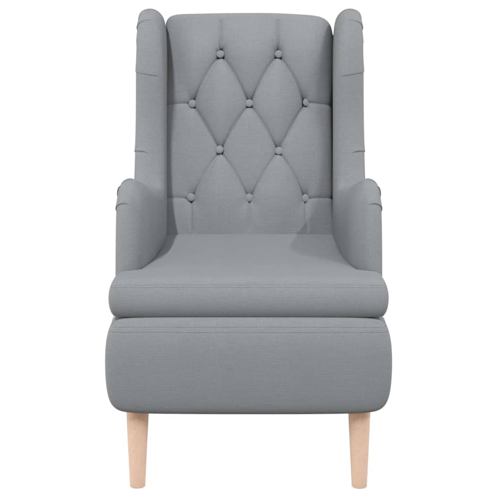 vidaXL Armchair with Solid Rubber Wood Feet Light Grey Fabric
