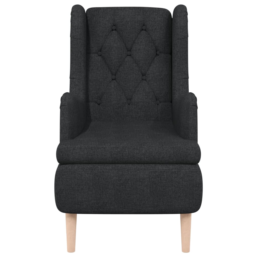 

vidaXL Fauteuil met massief rubberwood poten stof zwart