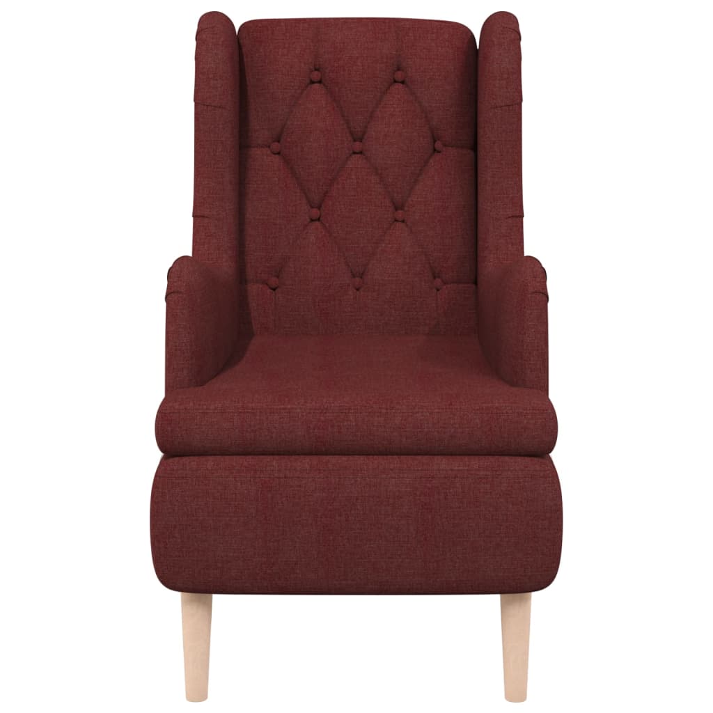 vidaXL Fotelja s nogama od masivnog kaučukovca boja vina od tkanine