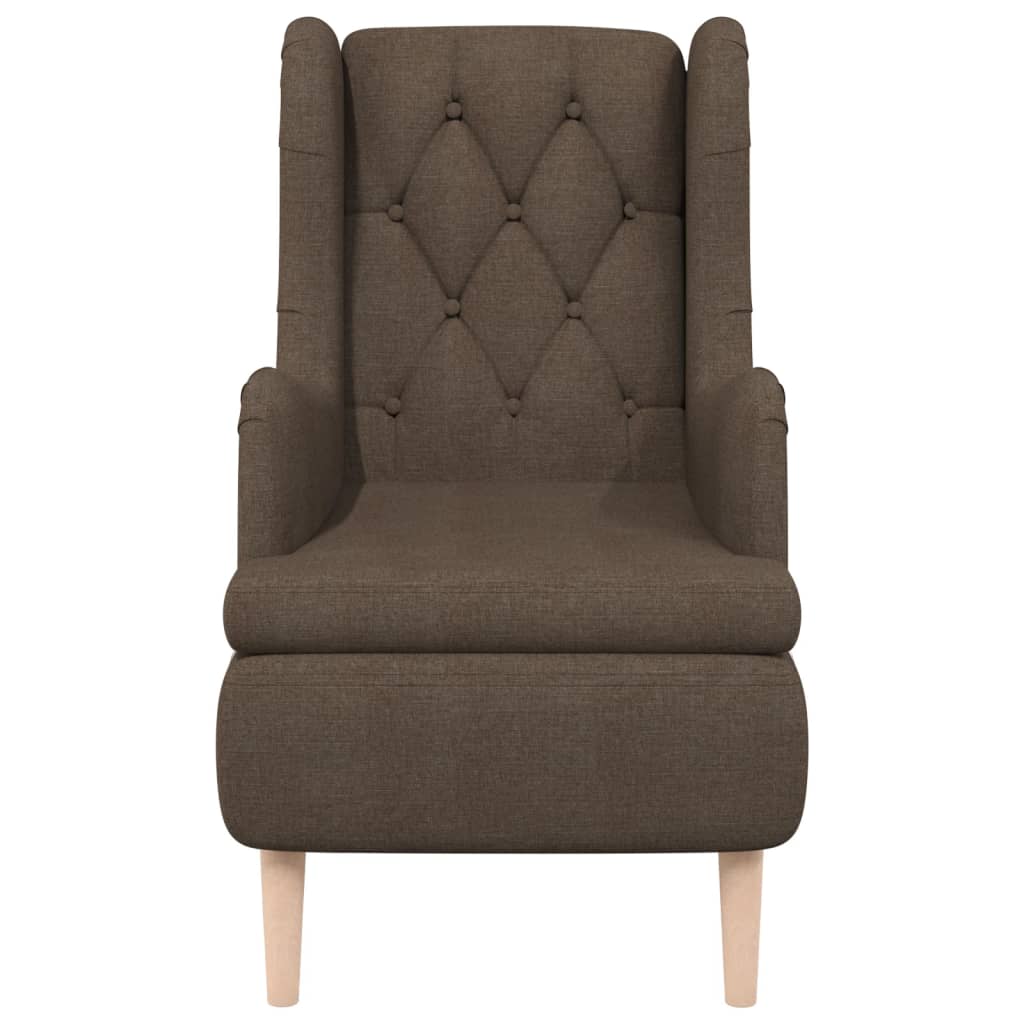 

vidaXL Fauteuil met massief rubberwood poten stof bruin