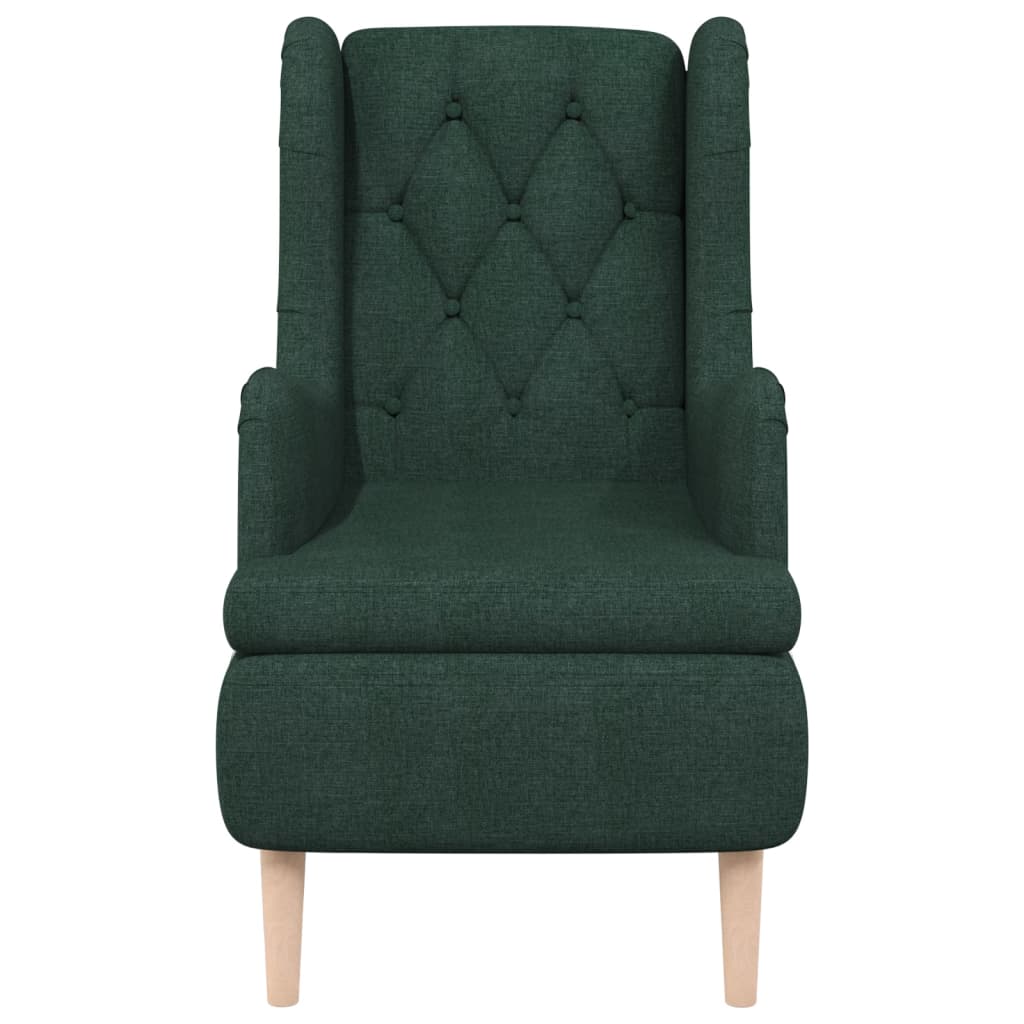 

vidaXL Fauteuil met massief rubberwood poten stof donkergroen