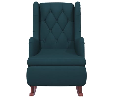 vidaXL Fotelja s nogama za ljuljanje od kaučukovca plava baršunasta