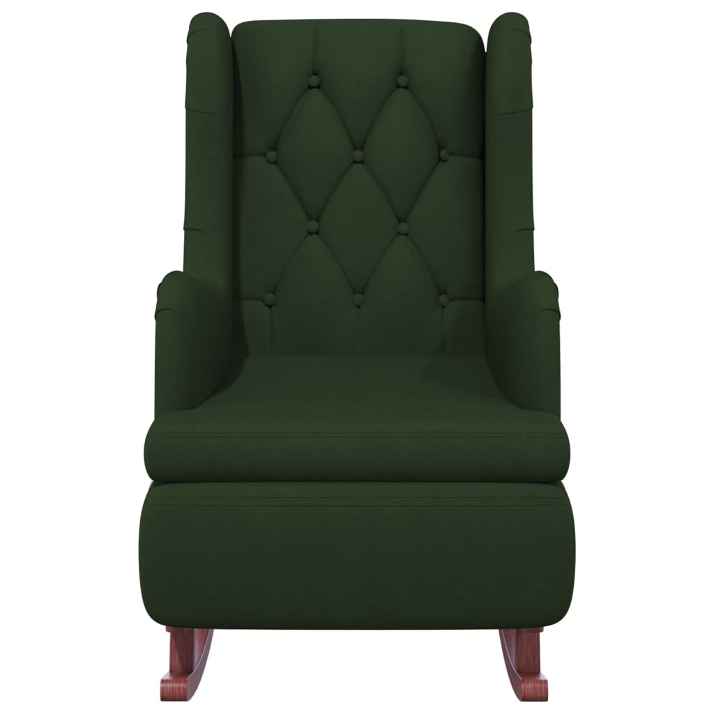 vidaXL Люлеещ фотьойл с крака от каучук масив, тъмнозелен, кадифе