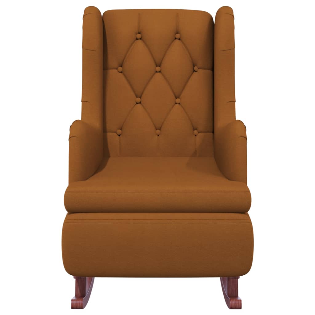 vidaXL Fauteuil avec pieds à bascule en bois d'hévéa Marron Velours