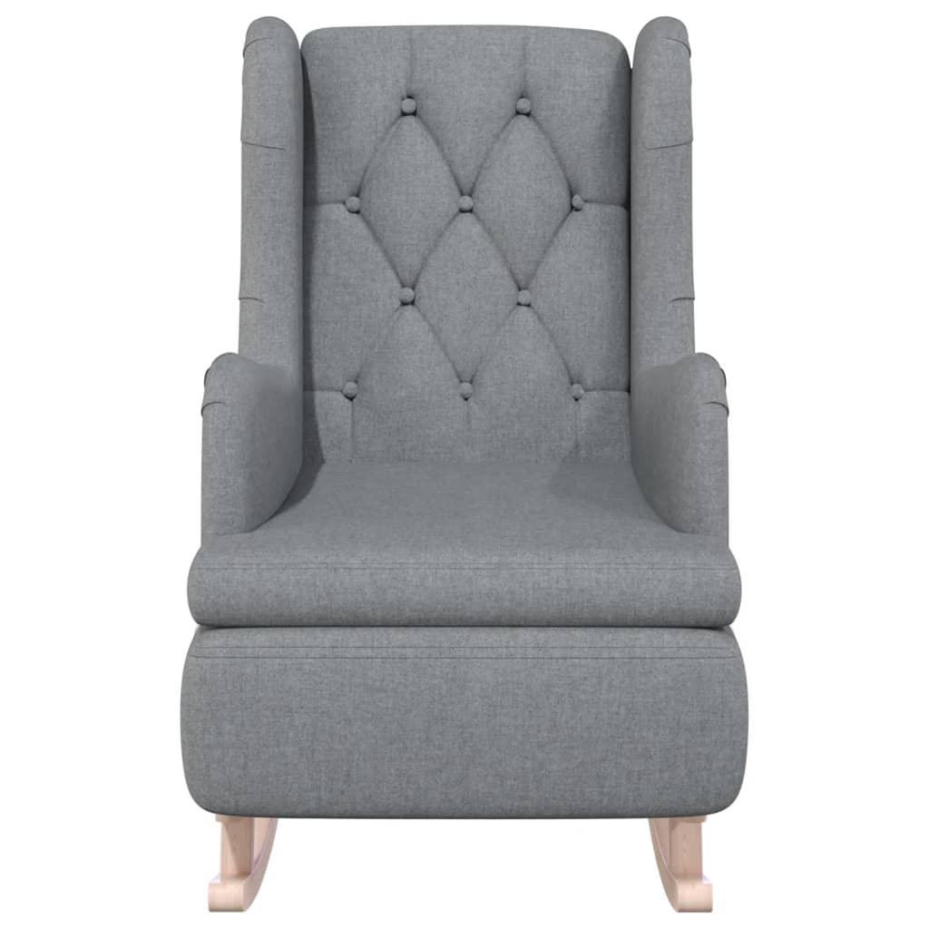 

vidaXL Fauteuil met massief rubberwood schommelpoten stof lichtgrijs