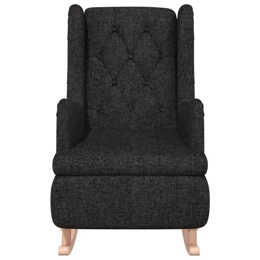 vidaXL Armchair with Solid Rubber Wood Rocking Legs Black Fabric