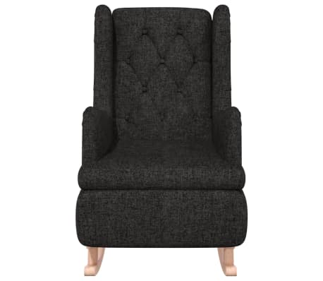 vidaXL Armchair with Solid Rubber Wood Rocking Legs Black Fabric