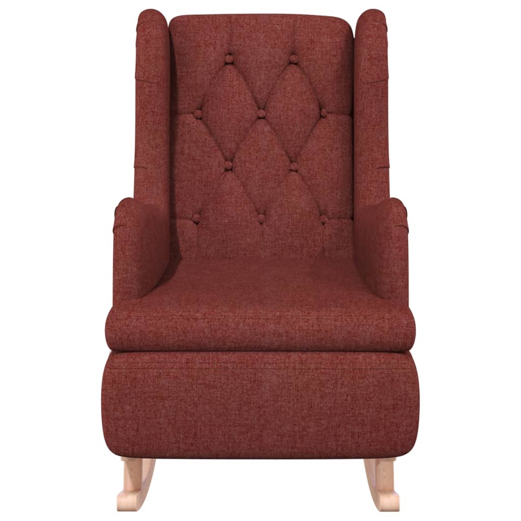 

vidaXL Fauteuil met massief rubberwood schommelpoten stof wijnrood