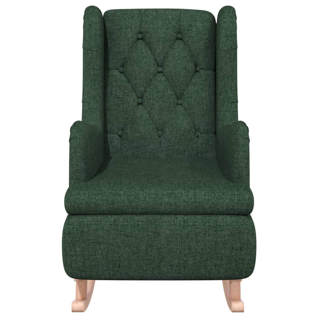 

vidaXL Fauteuil met massief rubberwood schommelpoten stof donkergroen