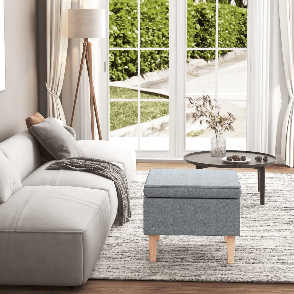 vidaXL Podnek z drewnianymi nkami, jasnoszary, obity tkanin