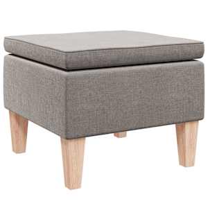 Stolička s dřevěnými nohami taupe textil - obrázek 4