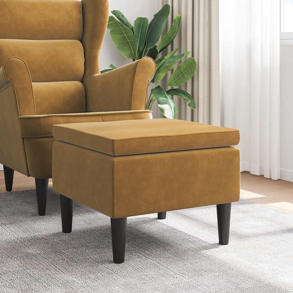 vidaXL Podnek z drewnianymi nkami, brzowy, obity aksamitem