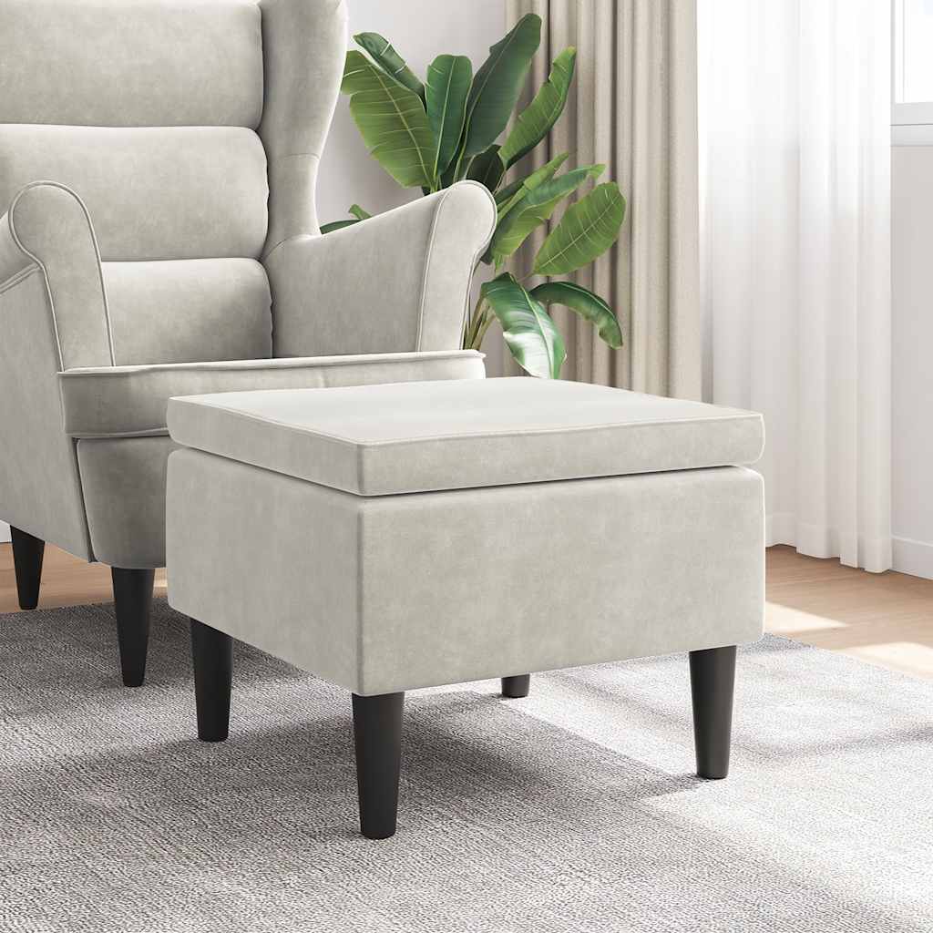 vidaXL Hocker mit Holzbeinen Cremefarbener Samt