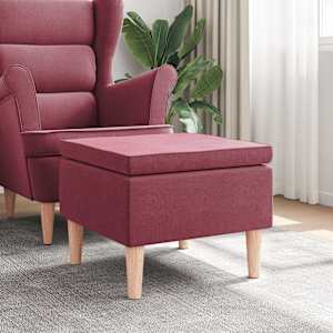 Stolček z lesenimi nogami vinsko rdeče blago