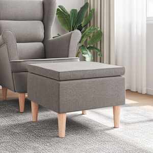Stolička s dřevěnými nohami taupe textil - obrázek 1
