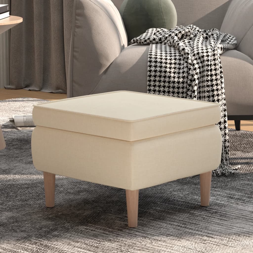 vidaXL Hocker mit Holzbeinen Creme Stoff