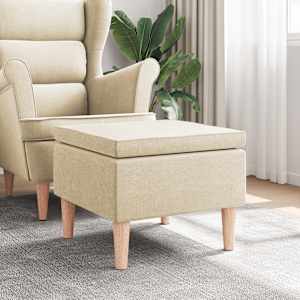 Stolček z lesenimi nogami krem blago