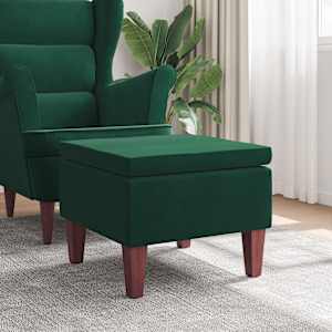Stolček z lesenimi nogami temno zelen žamet