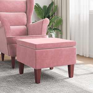 Stolček z lesenimi nogami roza žamet