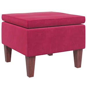 vidaXL pink puidust jalgadega, veinipunane, samet