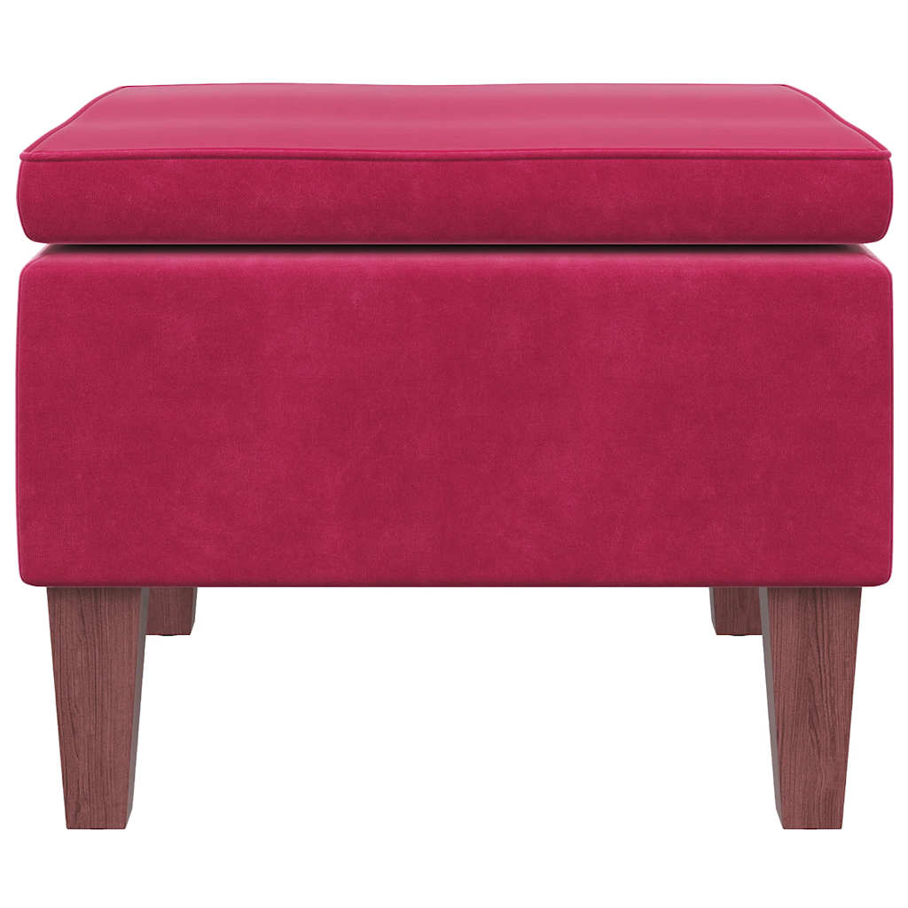 Thumbnail - vidaXL Hocker mit Holzbeinen Weinrot Samt