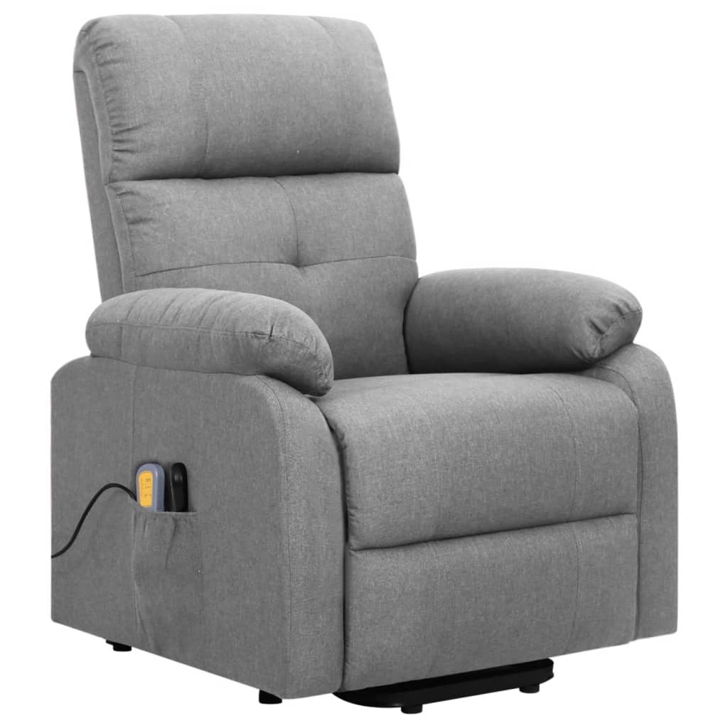 vidaXL Sillón de masaje elevable tela gris claro