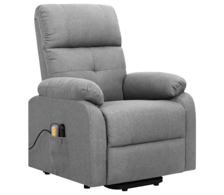 vidaXL Sillón de masaje elevable tela gris claro