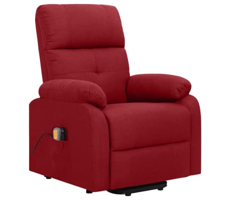 vidaXL Sillón de masaje elevable tela rojo tinto