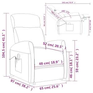 Zvedací křeslo hnědé textil - obrázek 13