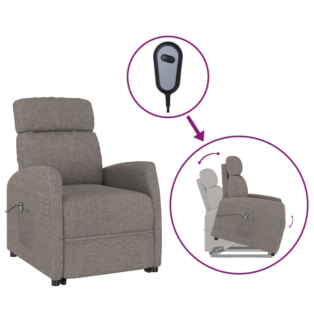 vidaXL Fotoliu rabatabil cu ridicare pe verticală, gri taupe, textil Fotolii