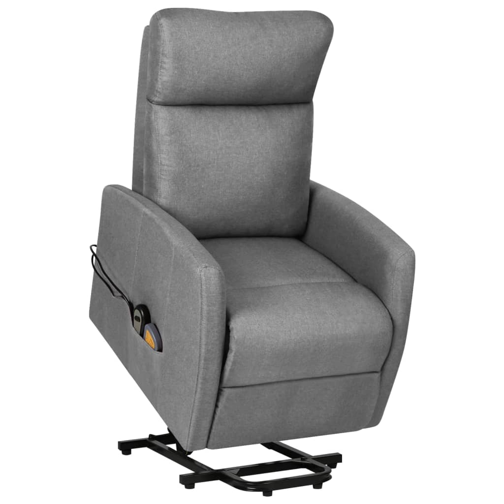vidaXL Podnoszony fotel masujcy, jasnoszary, tkanina