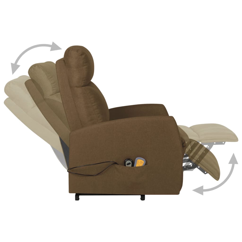 Atsistojantis atlošiamas masažinis krėslas, rudas, audinys | Stepinfit