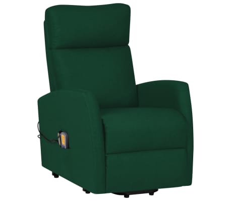 vidaXL løftestol med massagefunktion stof mørkegrøn