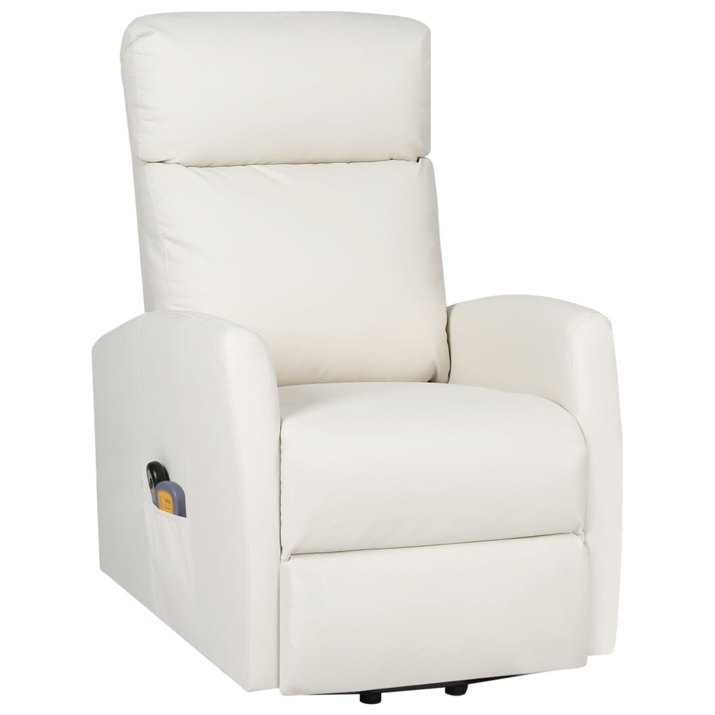 vidaXL Fauteuil de massage Crème Similicuir