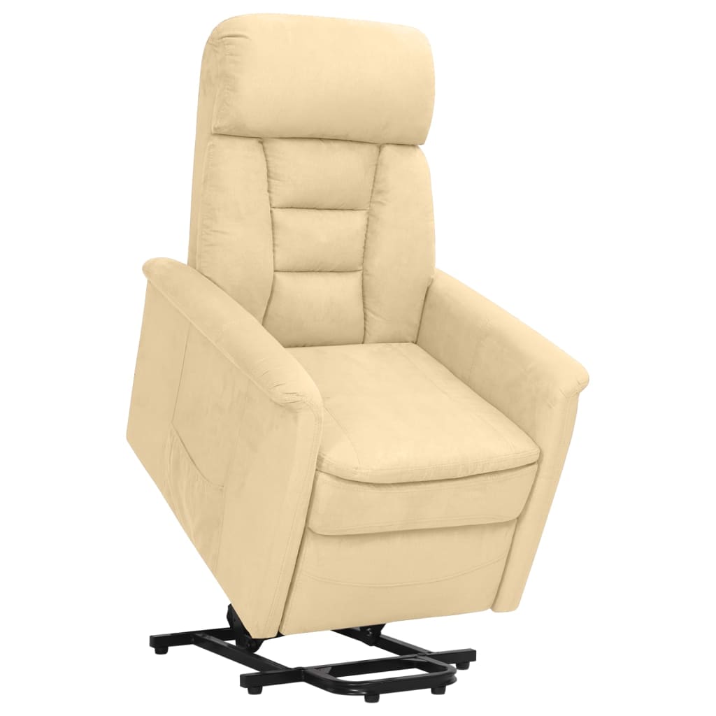 vidaXL Poltrona reclinável elevatória camurça artificial cor creme