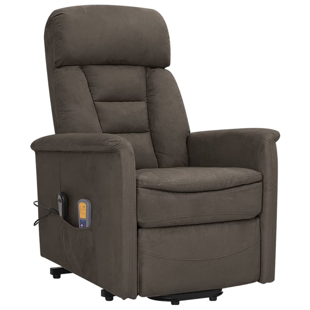 vidaXL masāžas krēsls, paceļams, tumši pelēks mikrošķiedras audums