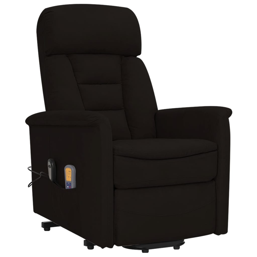 vidaXL Sillón de masaje elevable de tela microfibra negro