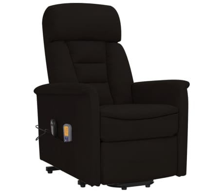 vidaXL Atsistojantis masažinis krėslas, juodas, mikropluošto audinys