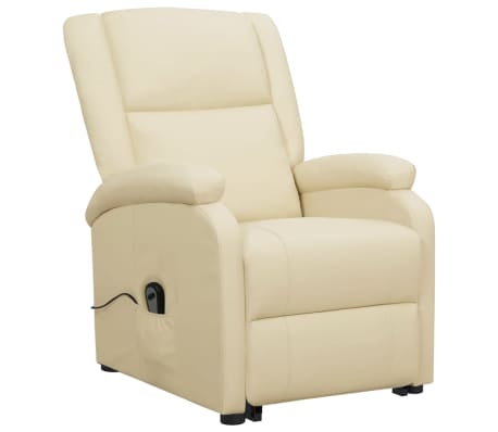 vidaXL atpūtas krēsls, paceļams, krēmkrāsas mākslīgā āda