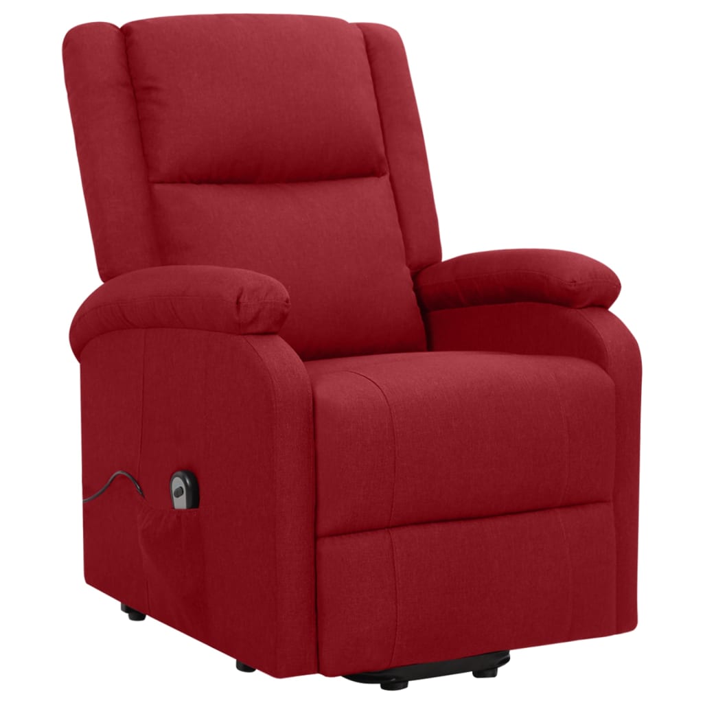 vidaXL Sillón elevable tela rojo tinto