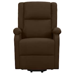 Zvedací křeslo tmavě hnědé textil - obrázek 3