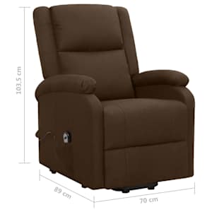 Zvedací křeslo tmavě hnědé textil - obrázek 8