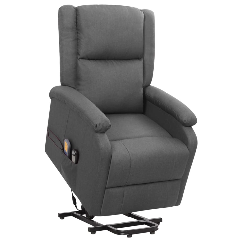 vidaXL Fotoliu masaj rabatabil vertical, gri închis, material textil electrice