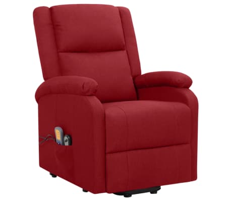 vidaXL Atsistojantis masažinis krėslas, raudonojo vyno, audinys