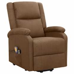vidaXL Massagesessel mit Aufstehhilfe Braun Stoff