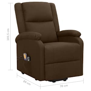 Zvedací masážní křeslo tmavě hnědé textil - obrázek 8