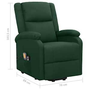 Zvedací masážní křeslo tmavě zelené textil - obrázek 8