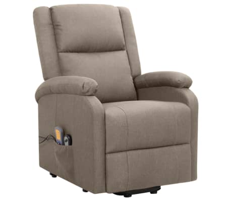 vidaXL Atsistojantis masažinis krėslas, taupe spalvos, audinys