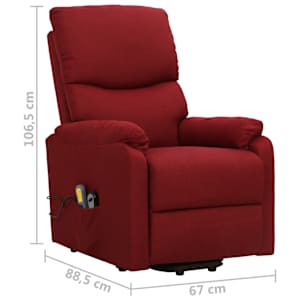 Zvedací masážní křeslo vínové textil - obrázek 9