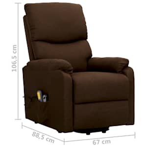Zvedací masážní křeslo tmavě hnědé textil - obrázek 9